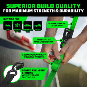 Rhino USA coated S-hooks prevent scratches and secure attachments during transit.