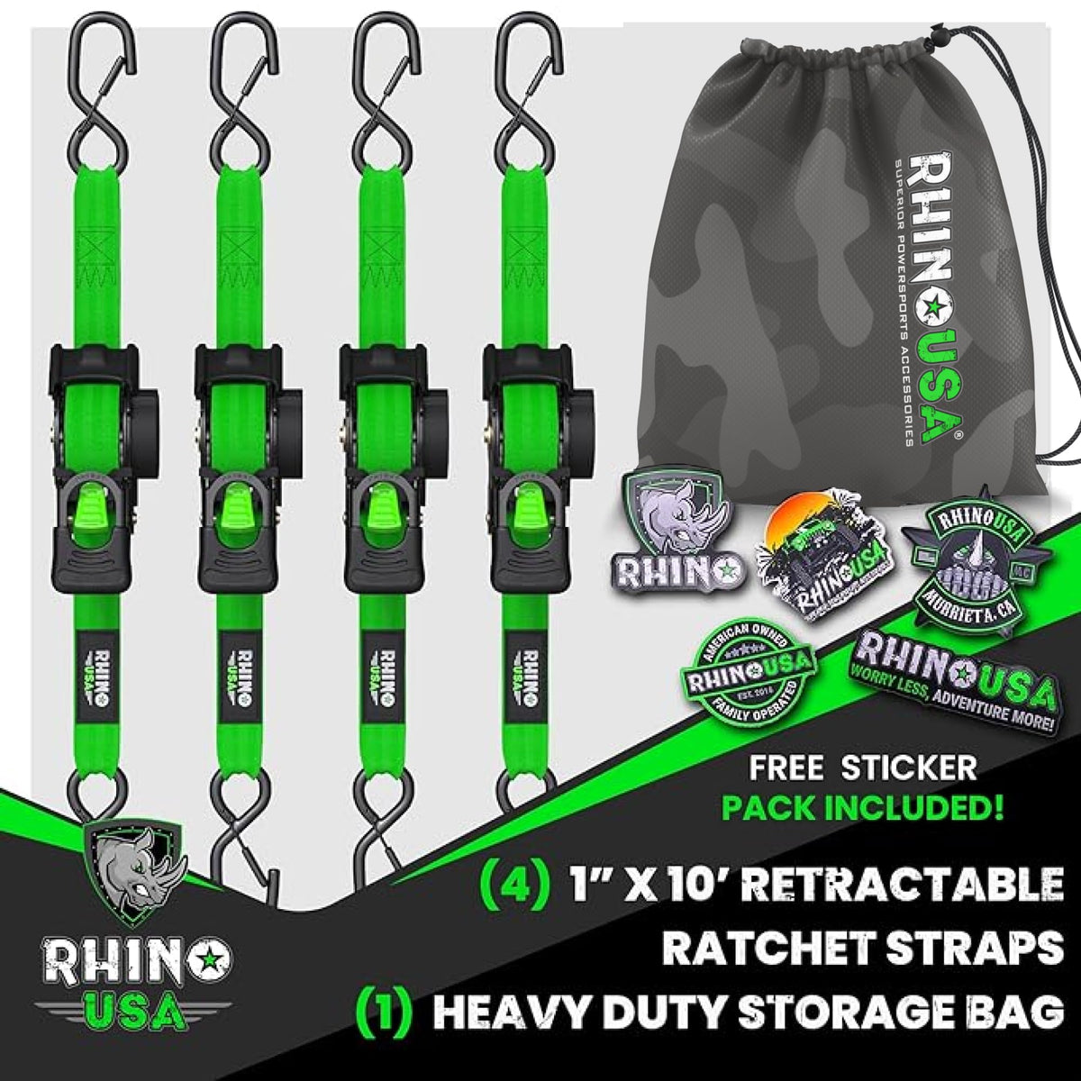 Rhino USA four soft loop tie-downs provide versatile anchor points.