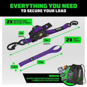 Rhino USA soft loop tie downs included for versatile anchor points.