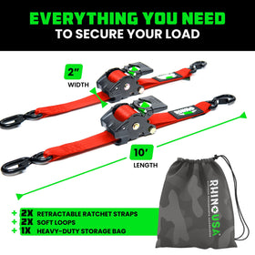 Rhino USA soft loop tie-downs included for versatile anchor points.