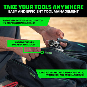 Sturdy clips and zippers secure the roll during transport