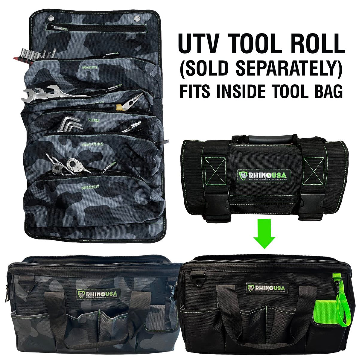 Internal layout with removable labeled pouches for customization