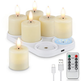 Rhytsing rechargeable tealight candles glow softly for cozy home decor.