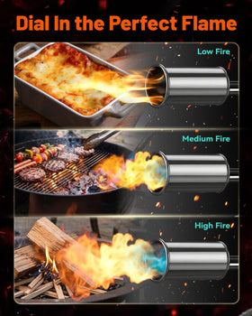 RHYZIA torch charcoal-start mode for fast briquet lighting