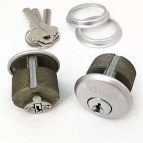 RI-KEY SECURITY two mortise cylinders with 1-inch body for durable storefront entry.