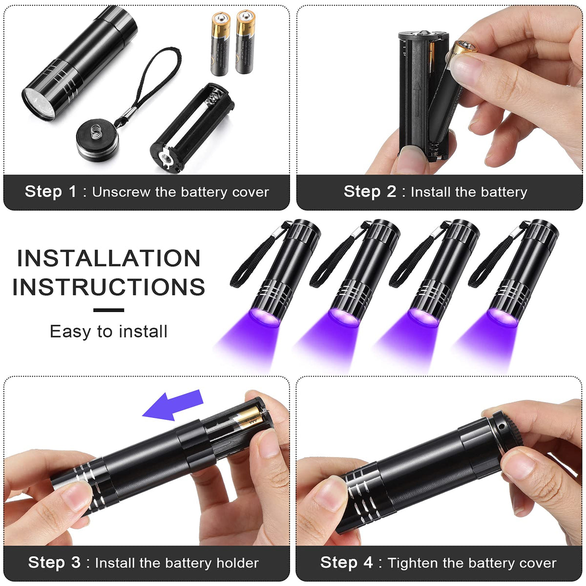 Riakrum aluminum alloy UV torch is durable in rain.