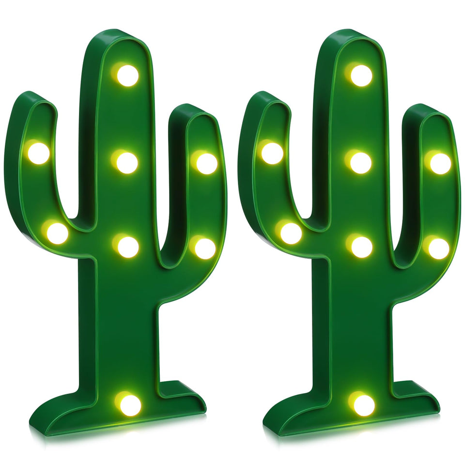 Riakrum LED cactus night light on table with warm ambient glow