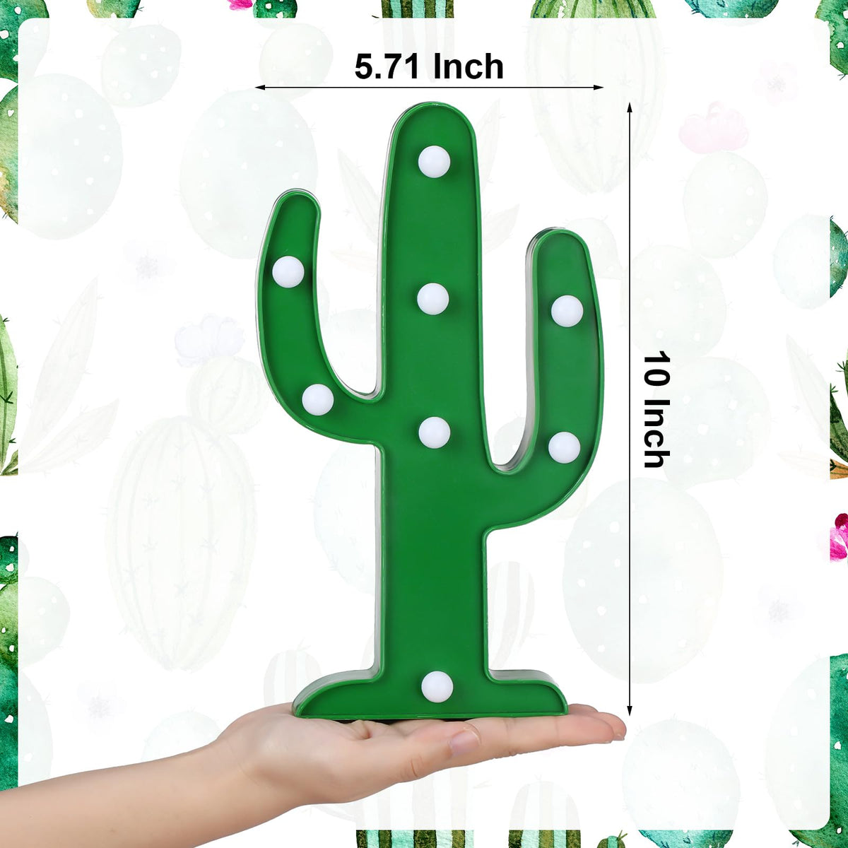 Riakrum LED cactus night light with wall-hanging hole for flexible placement