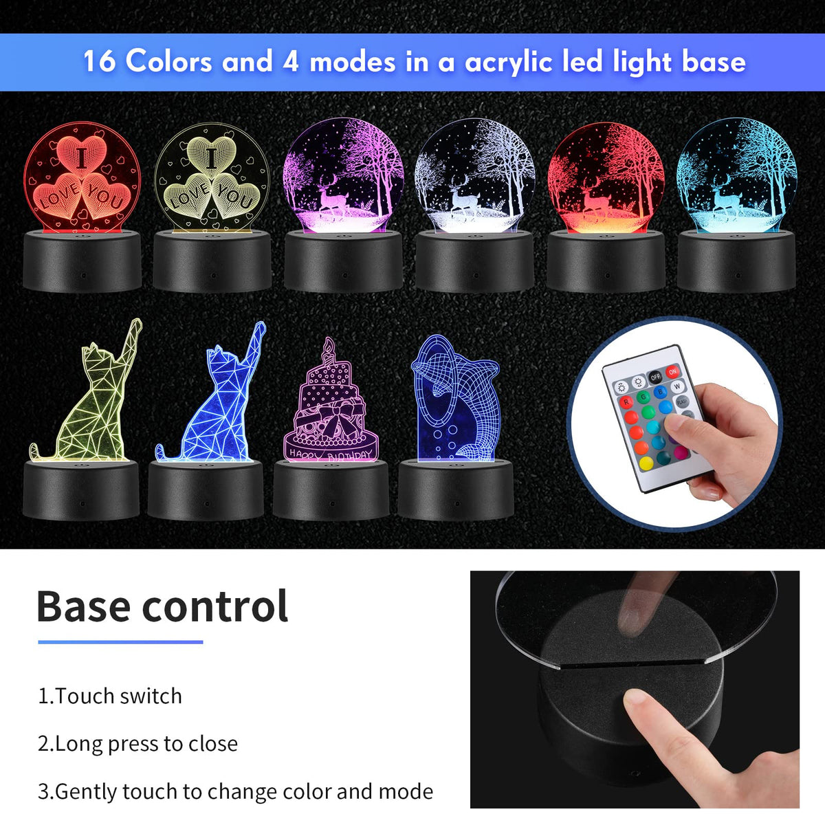 Riakrum remote and USB power options for easy lighting control.