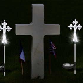 Riakrum night illumination highlighting a grave marker softly
