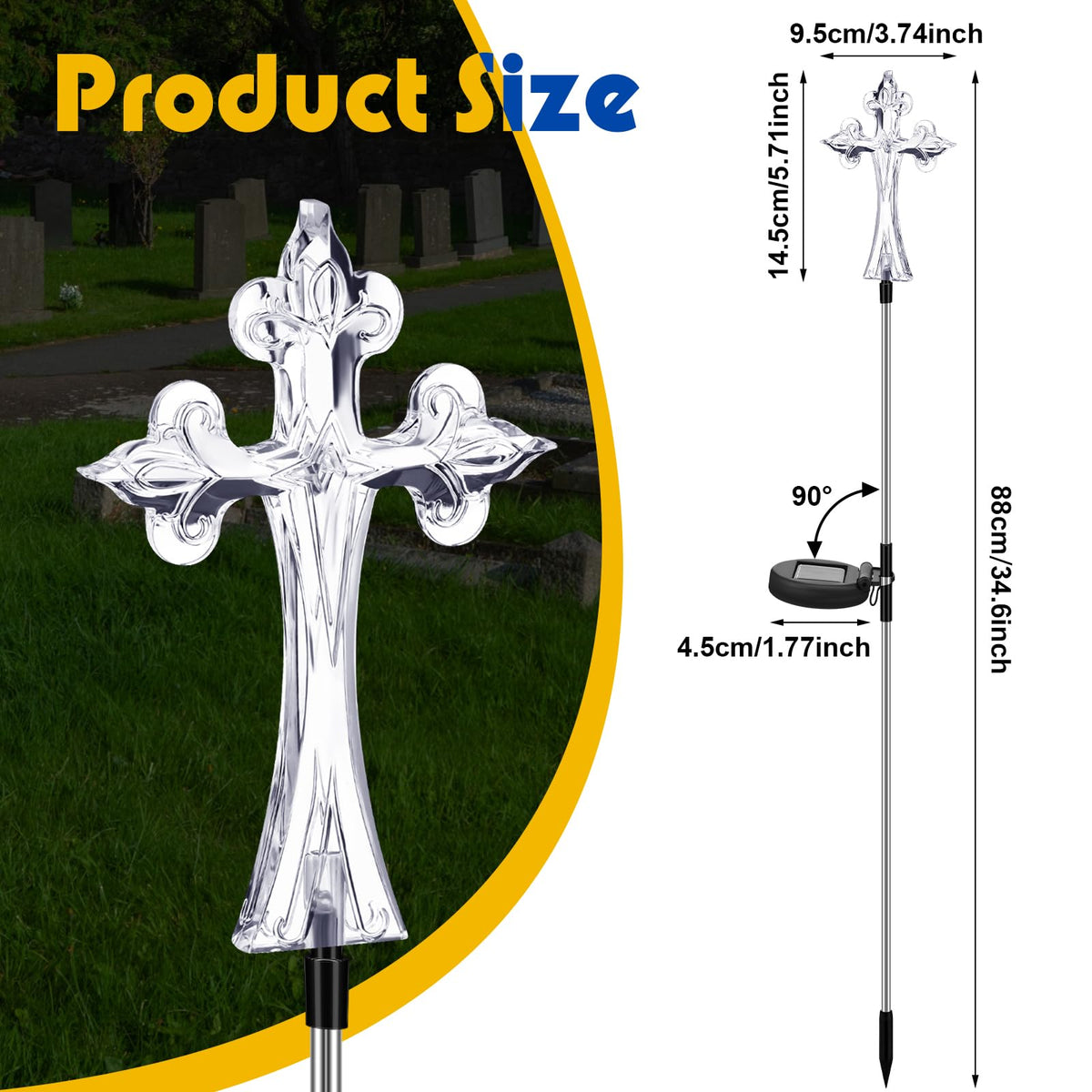 Riakrum solar cross yard pathway lighting for a respectful memorial