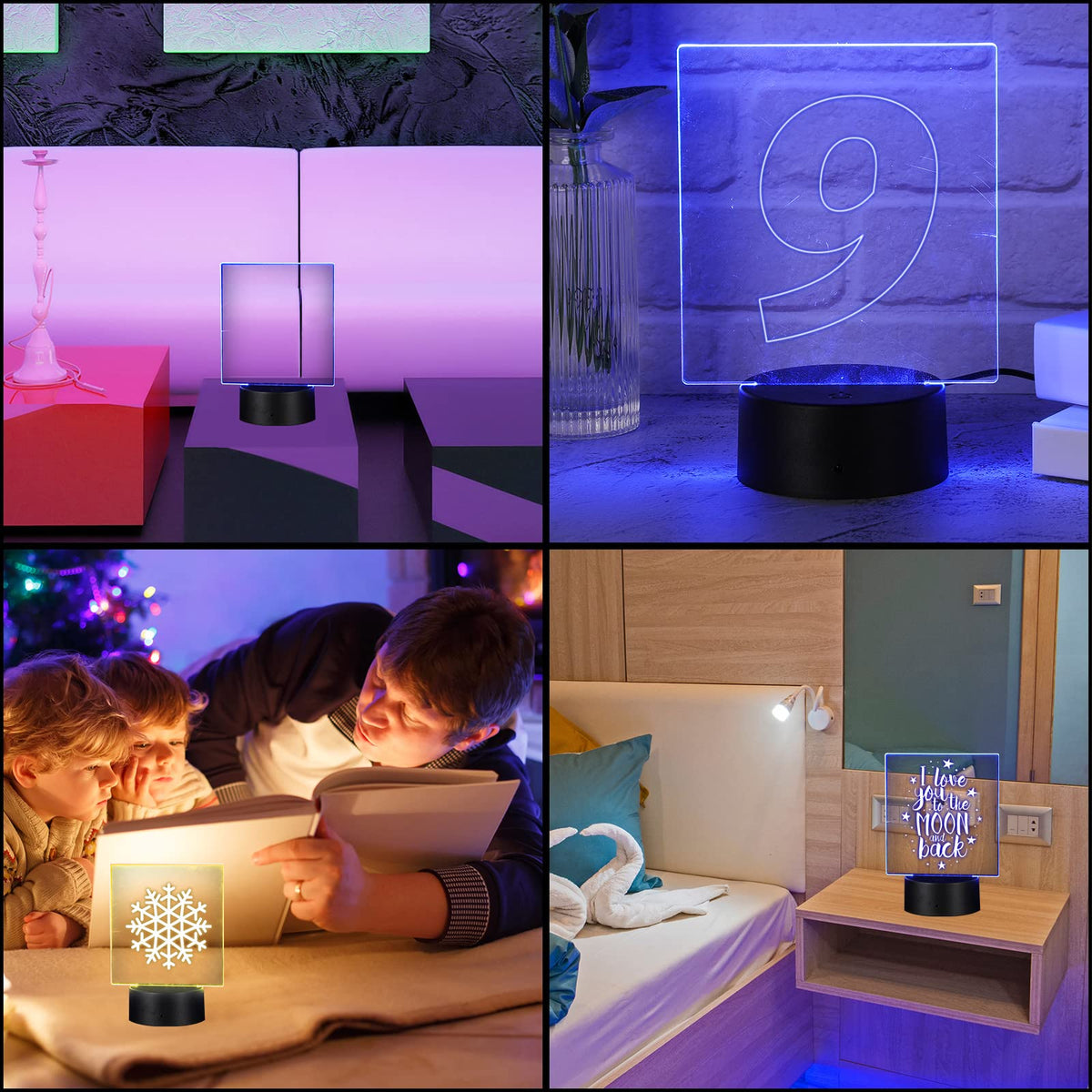 Riakrum sturdy black base securely holds rectangular acrylic plates.