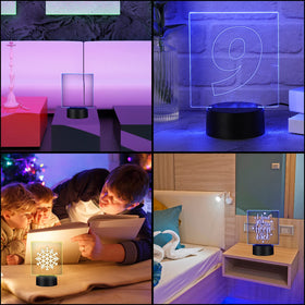 Riakrum sturdy black base securely holds rectangular acrylic plates.