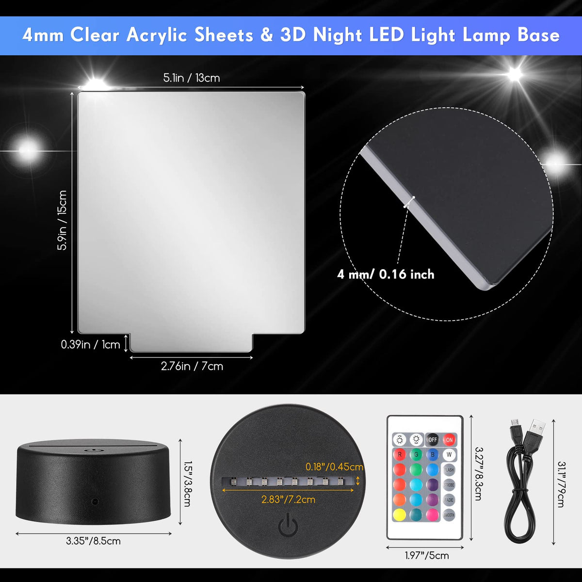 Riakrum transparent 4mm acrylic plates for engraving and illumination.