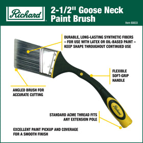 Richard 80833 flexible soft grip handle bends to match your painting angle for comfort.