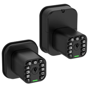Richelock IU52 dual-sided keypad lock on outdoor door for flexible access