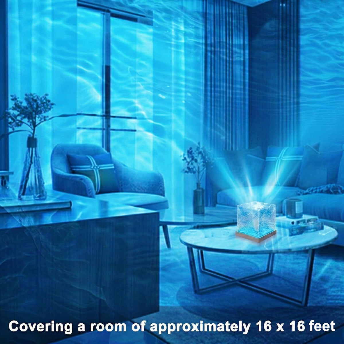 RICHMYC Ocean Wave Projector Light cube design casts 360° glow