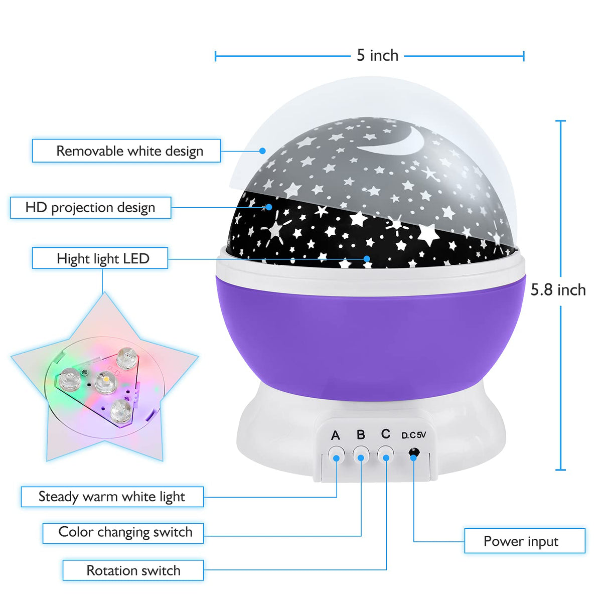 RICTLY Rotating night light creates a cozy kids bedroom ambiance