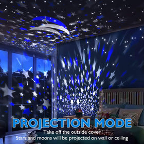 RICTLY Star Projector Night Light with 4 LED bulbs for vibrant skies.