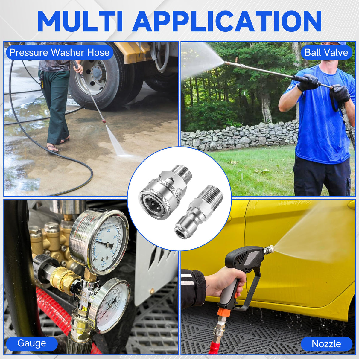 RIDGE WASHER 12-piece set offers versatile fittings for various machines.