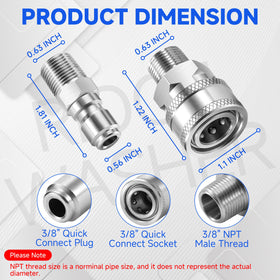 RIDGE WASHER 3-8 NPT thread adapter enables secure hose connections.