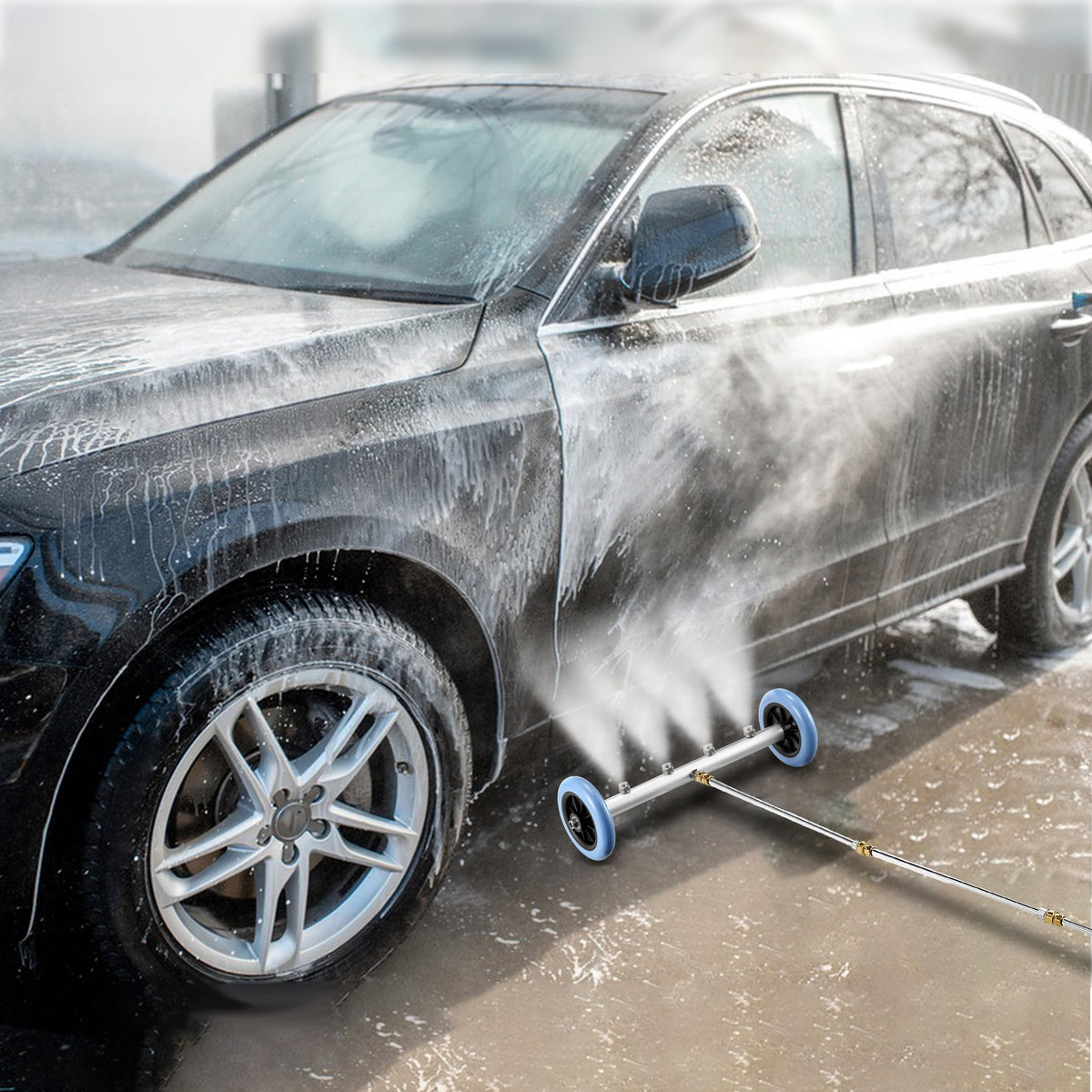 RIDGE WASHER 45-degree curved wand enables targeted underbody spray.
