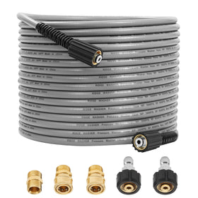 RIDGE WASHER 50ft hose demonstrates kink-resistant design for smooth, uninterrupted cleaning tasks.