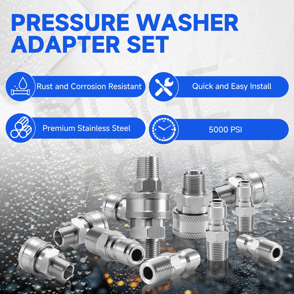 RIDGE WASHER leak-proof connections reduce drips during power washing.