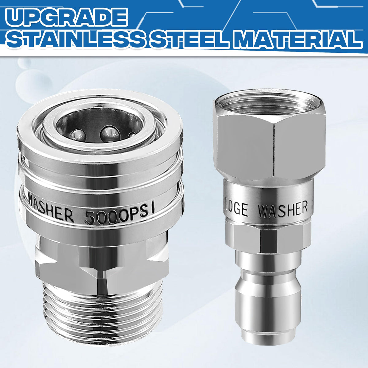 RIDGE WASHER swivel adapter connects hose to 3/8-inch quick connect