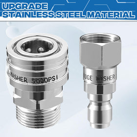 RIDGE WASHER swivel adapter connects hose to 3/8-inch quick connect