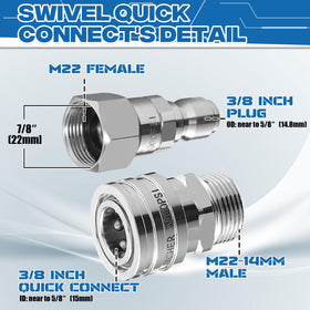 RIDGE WASHER 14mm male to three-eighth quick connect for easy setup