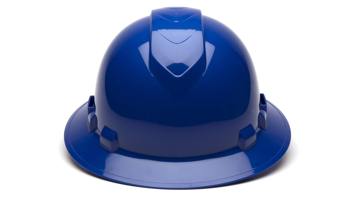 Ridgeline blue hard hat featuring a 6-point ratchet suspension for precise on-the-go fit.