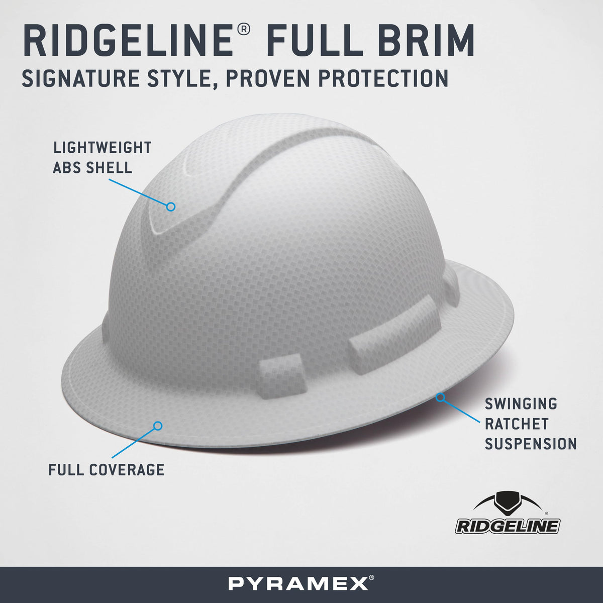 Ridgeline Pyramex ANSI Z89.1-2009 Type 1, Class C/G/E compliance.