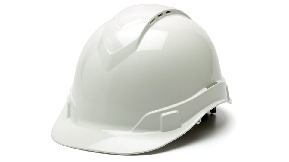 Ridgeline Pyramex cap-style hard hat vented for airflow on hot sites.