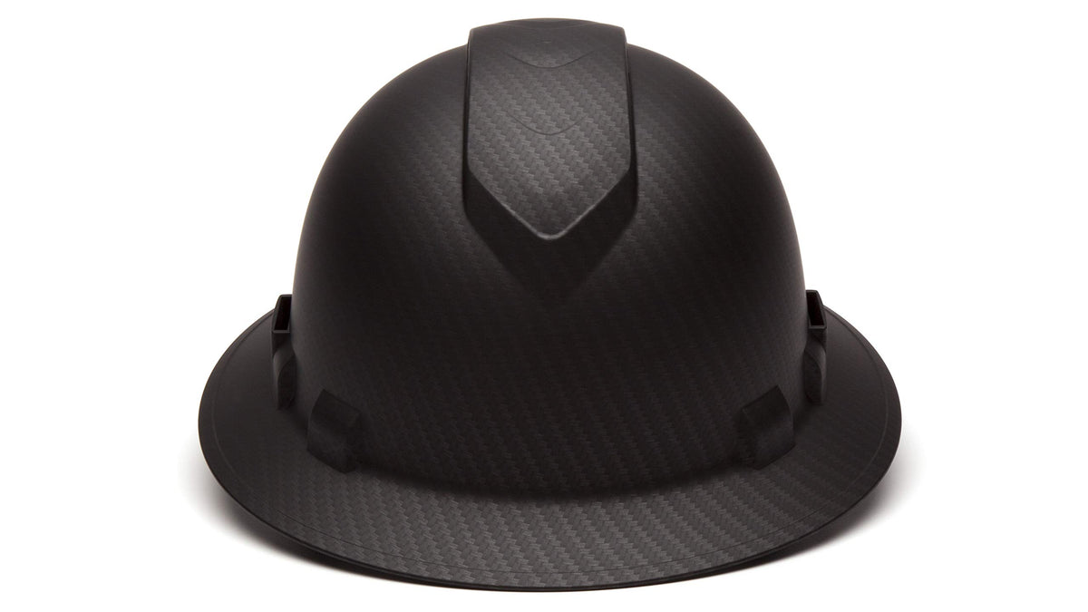 Ridgeline Pyramex full brim hard hat side view showing silhouette