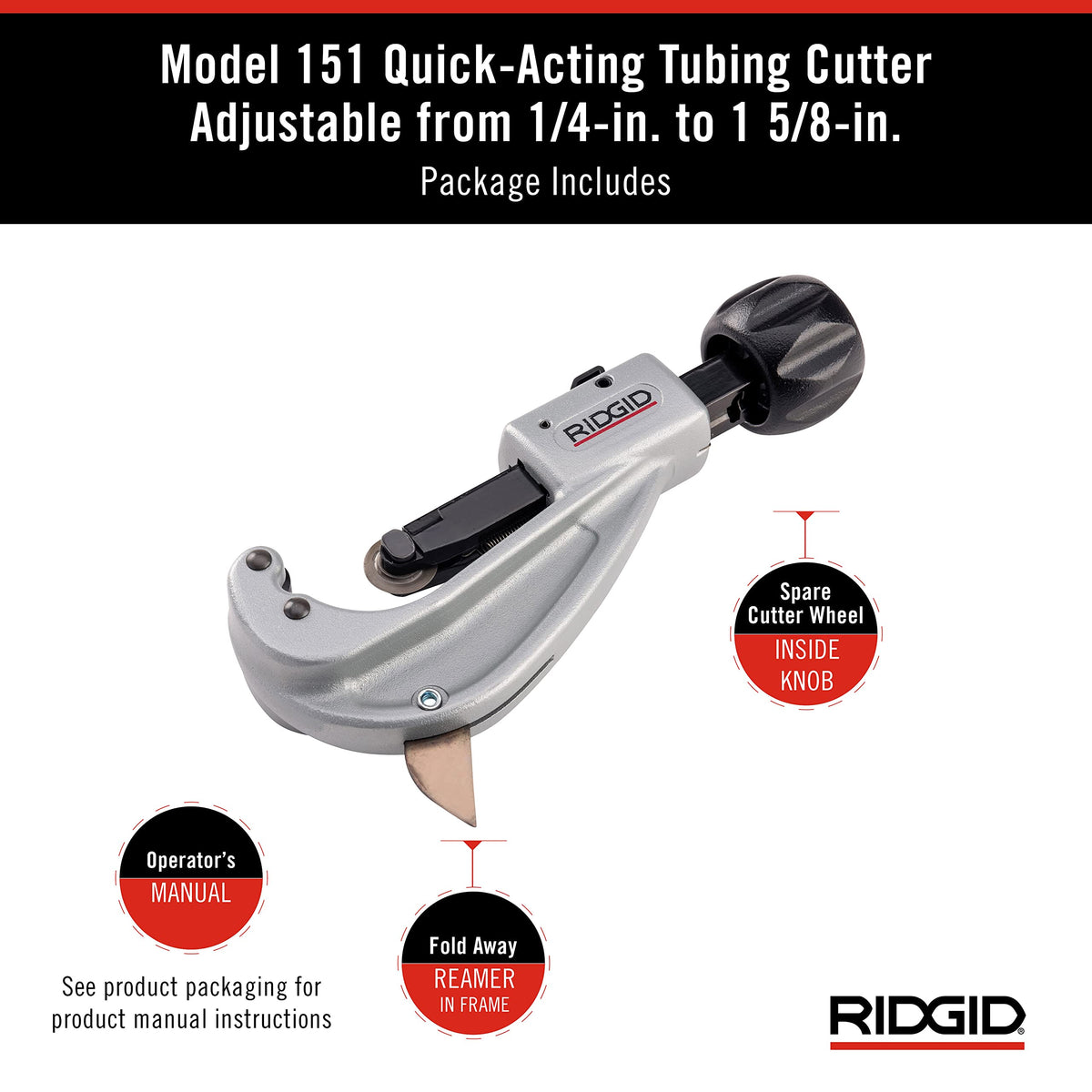 RIDGID 151 ergonomic X-CEL knob supports comfortable cutting