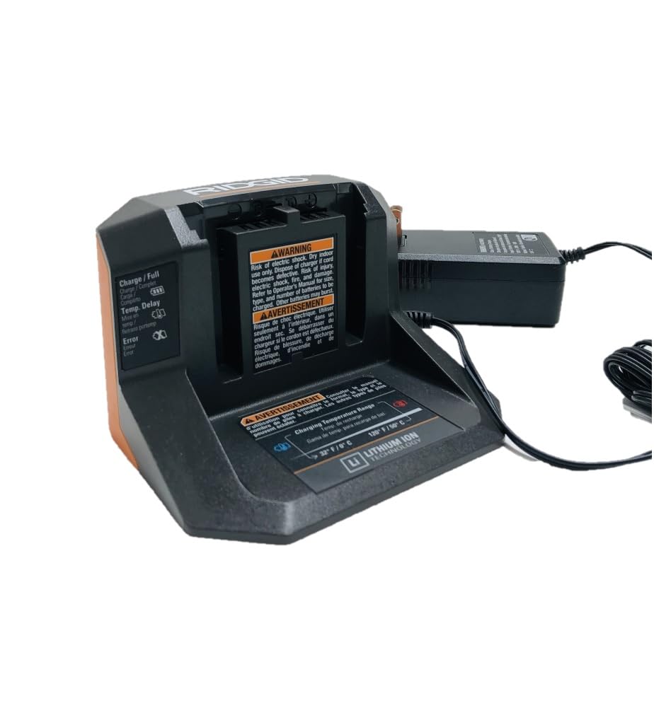 RIDGID 18V battery being charged demonstrates on-site readiness