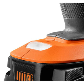 RIDGID 18V brushless impact driver in action driving fasteners.