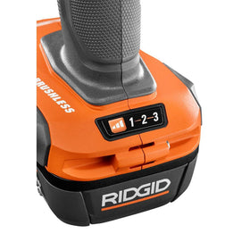 RIDGID 18V brushless impact driver chuck closeup highlighting quick bit changes.