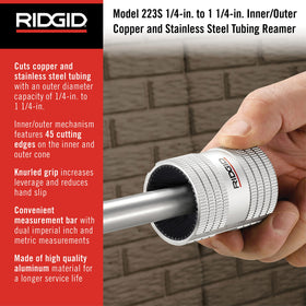 RIDGID 223S tool with 45 cutting edges for efficient reaming and beveling