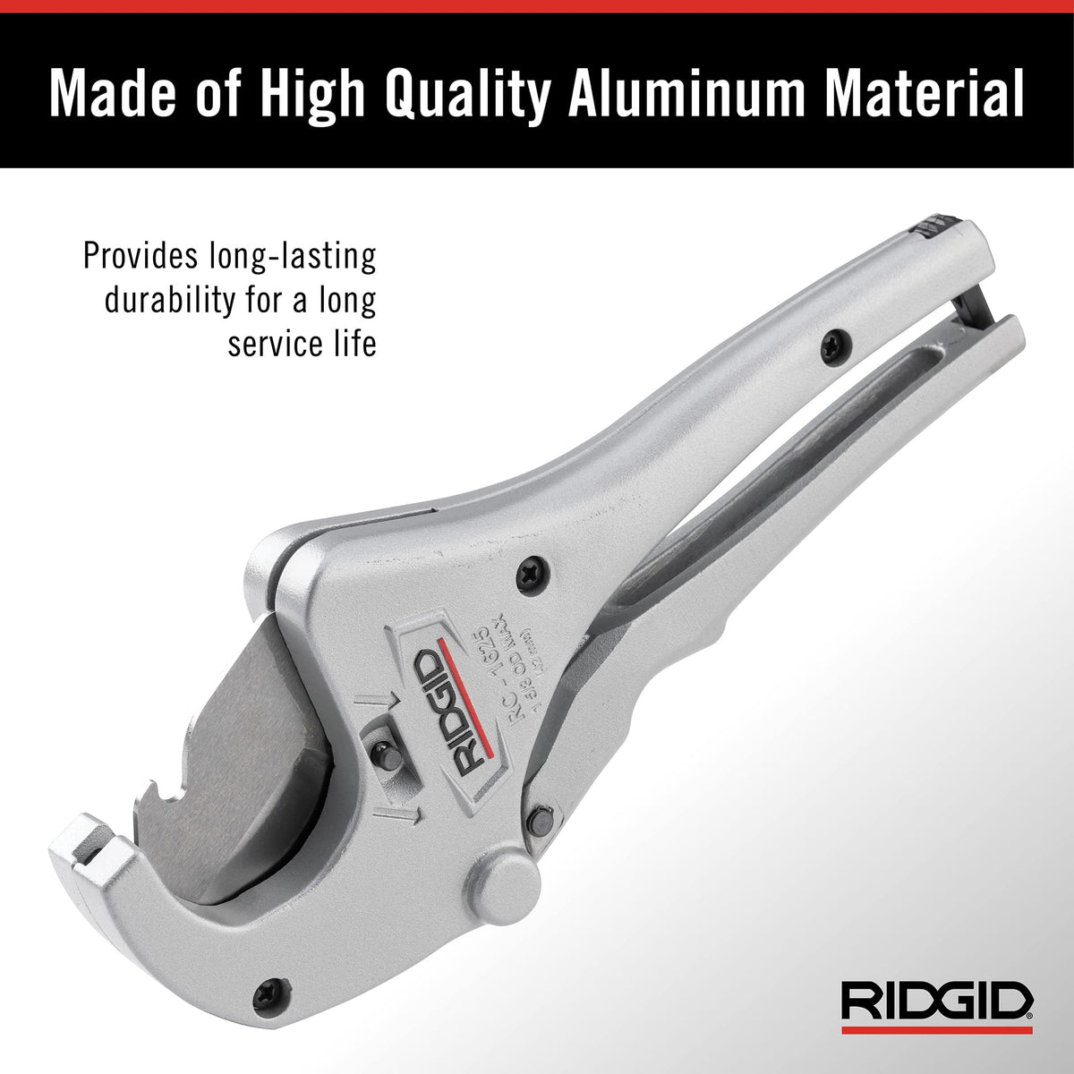 RIDGID RC-1625 easy turn-thumb latch for secure storage.