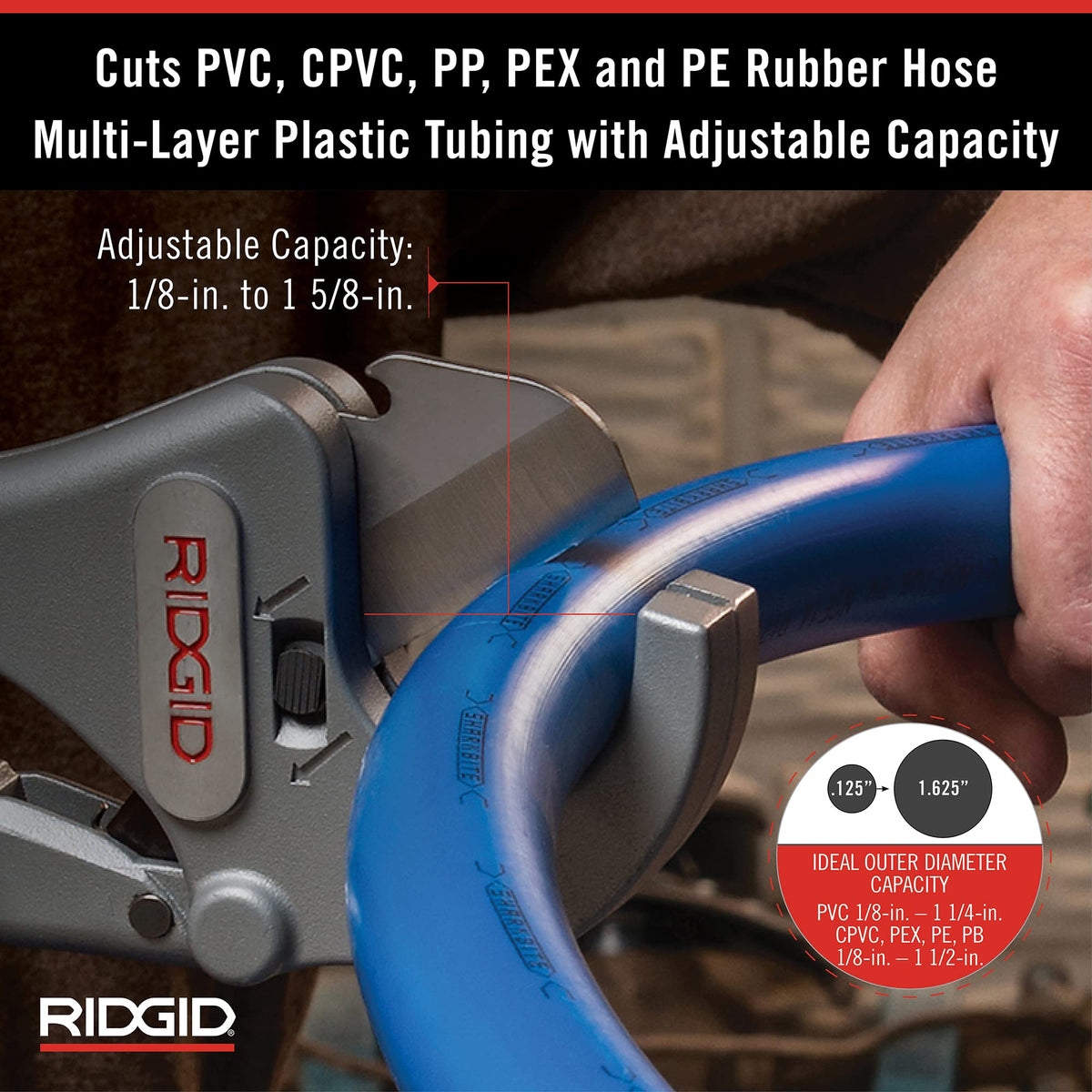 RIDGID RC-1625 replaceable X-CEL blade for easy maintenance.