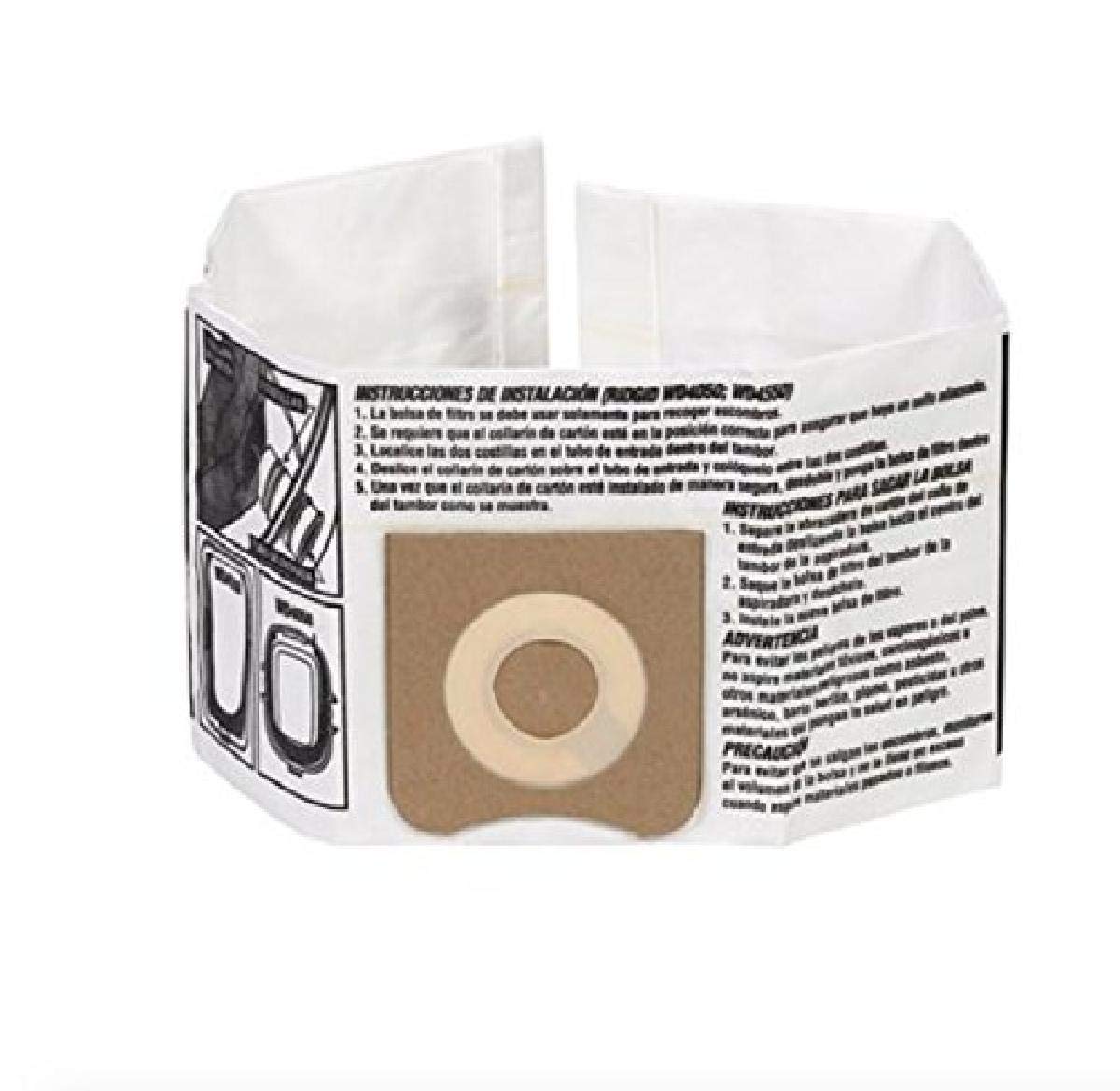 RIDGID 23738 high-efficiency dust bag for dry debris; reduces clogs and keeps vacuum clean.