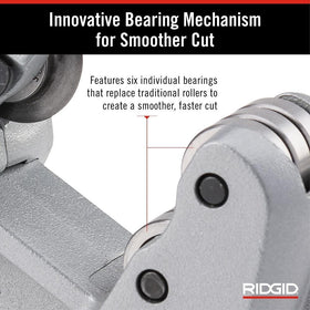 Ridgid 29963 35S cutting wheel with bearings reduces drag for smoother cuts.