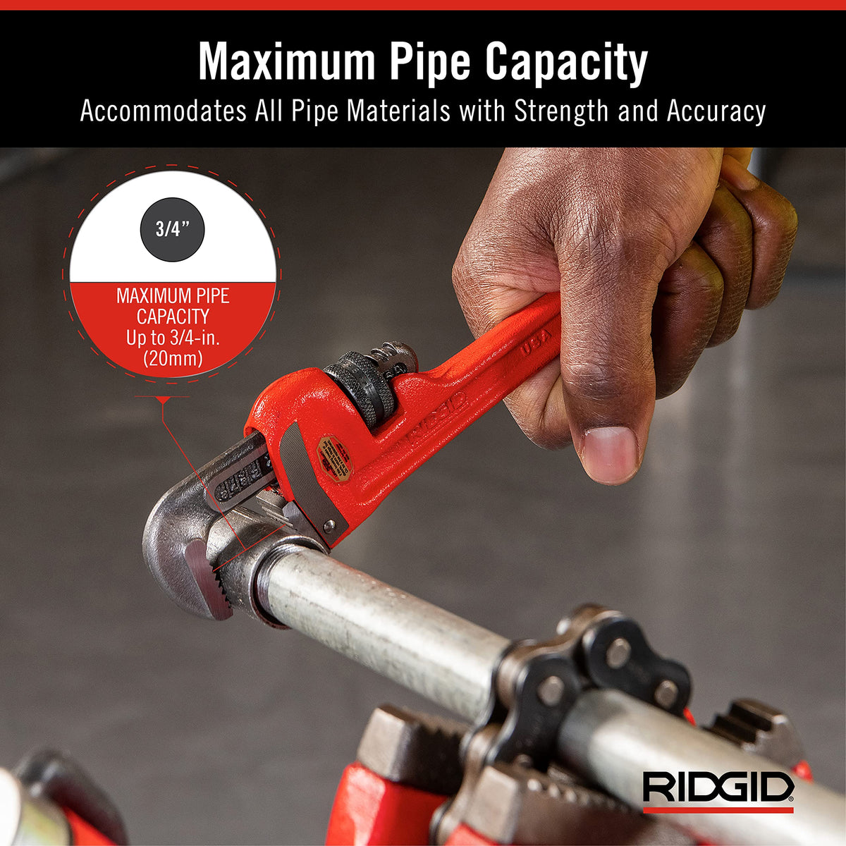 RIDGID 31000 cast-iron housing highlights durability for tough pipe work.