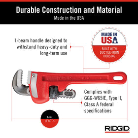 RIDGID 31000 I-beam handle provides strong leverage.