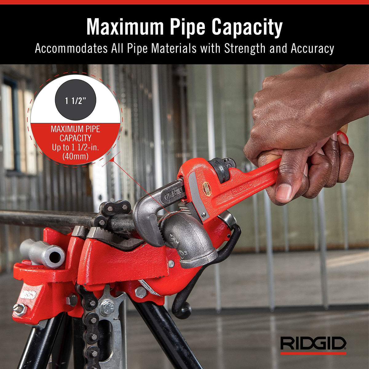 RIDGID 31010 showing the floating hook jaw for quick grip adjustments.