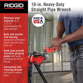RIDGID 31010 featuring an I-beam handle for added leverage in pipe work.