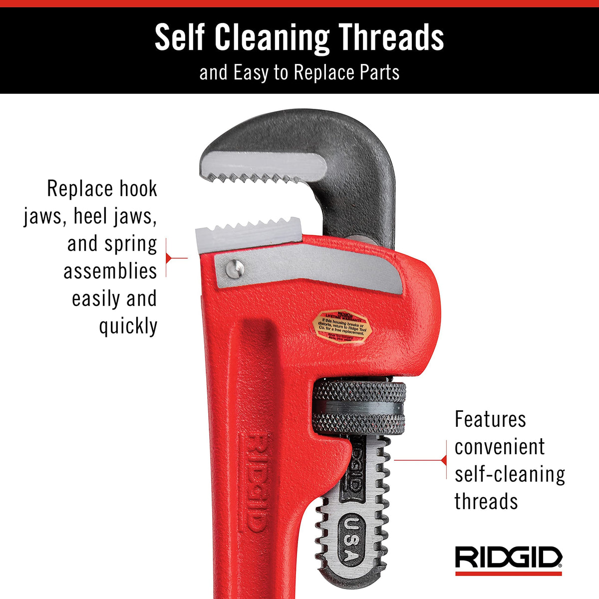 RIDGID 31010 self-cleaning threads maintain performance during demanding use.