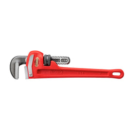 RIDGID 31015 12-inch straight wrench with hook jaw for secure grip on fittings.